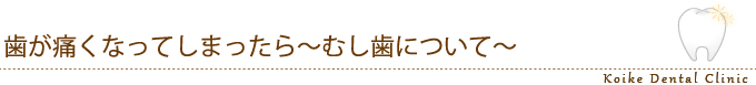 歯が痛くなってしまったら～むし歯について～